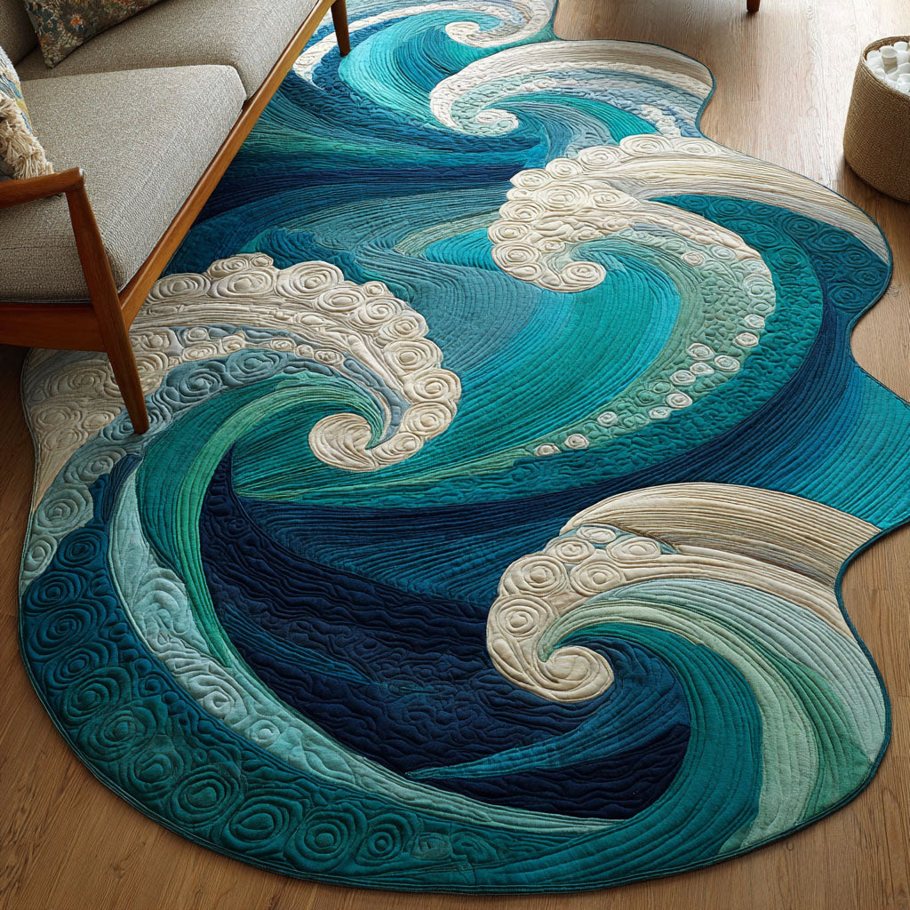 Rolling Ocean Waves Custom Shape Area Rug NCU0NT12613 – Golden Vale